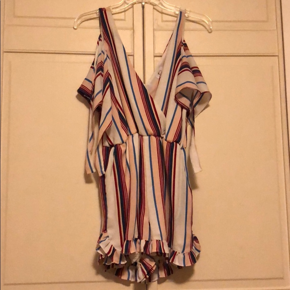 Lucca Romper Medium Red White Blue Striped